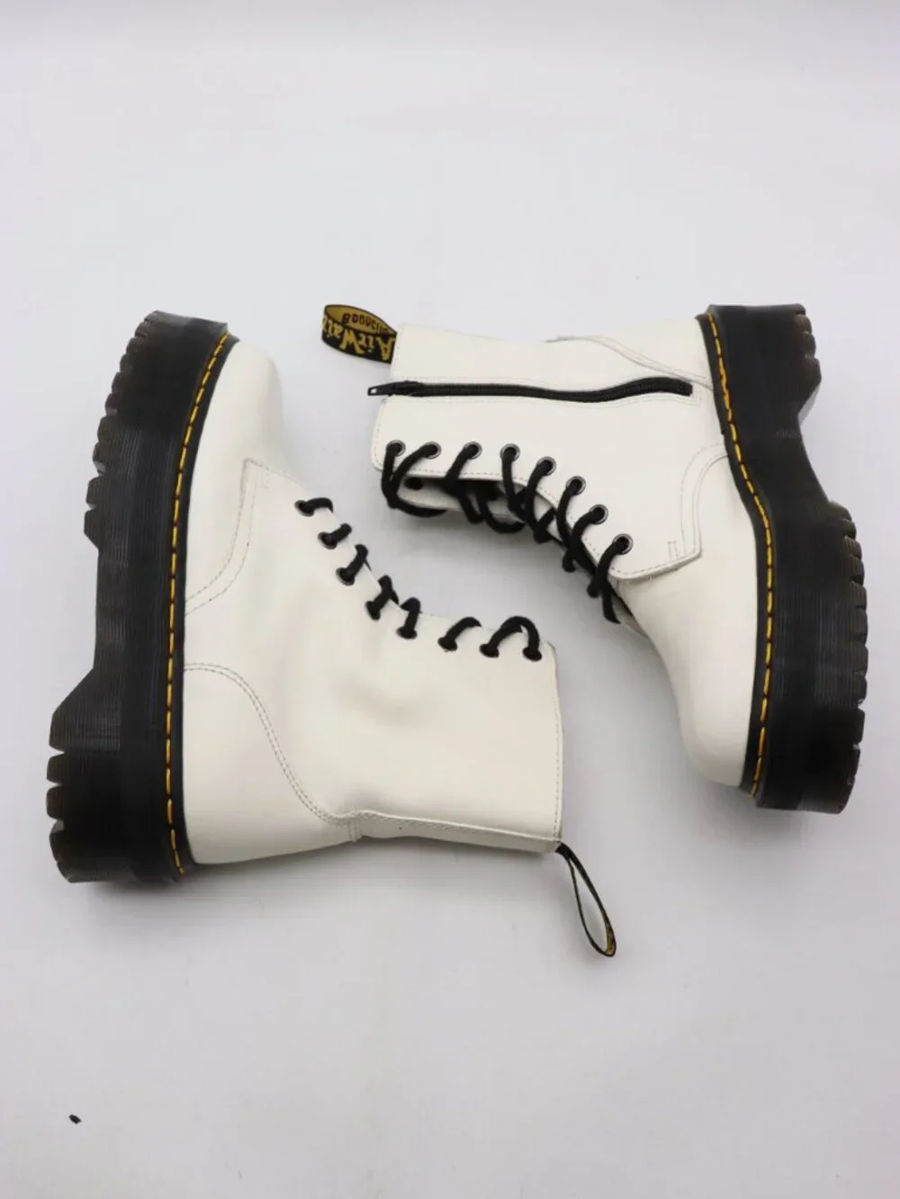 Doc Dr Martens Jadon Women's Size 8 Lace Up Side Zip Platform Boots White